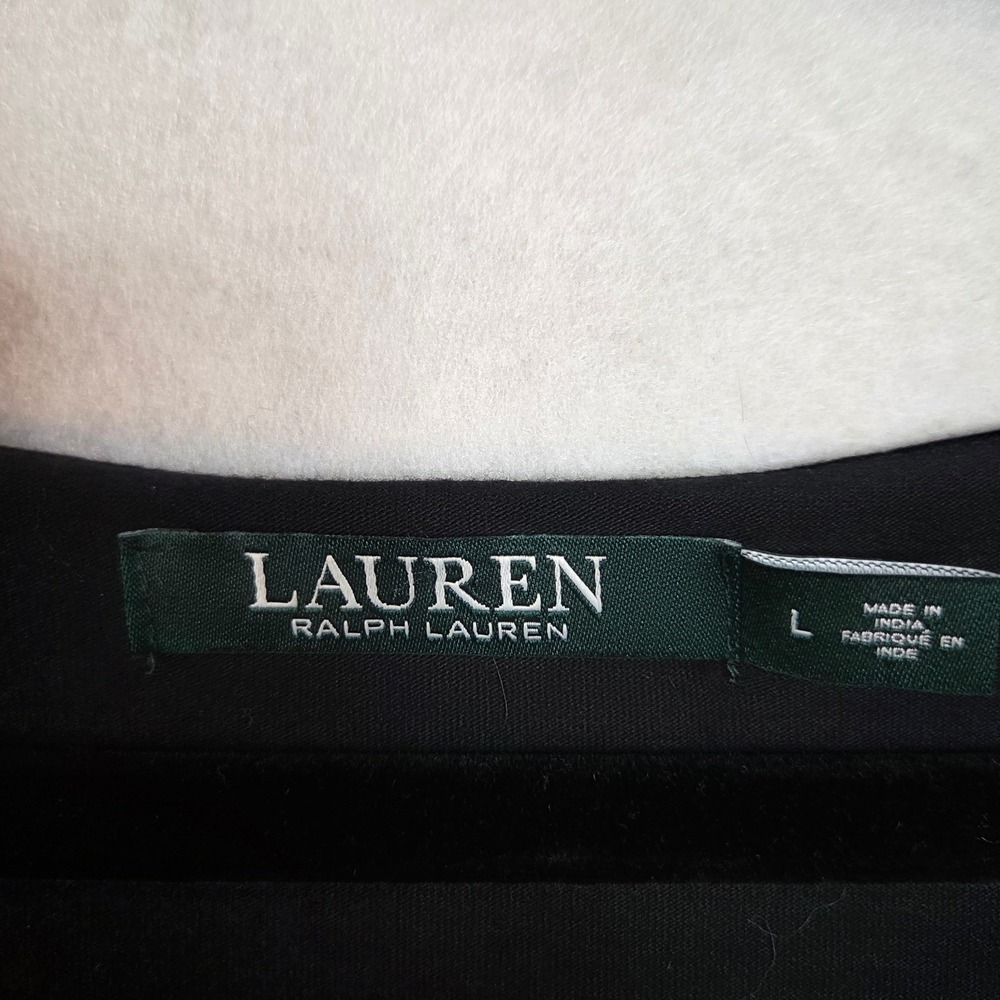 Lauren Ralph Lauren Black Textured Shift Dress Quiet Luxury Minimalist Chic L - Picture 4 of 9